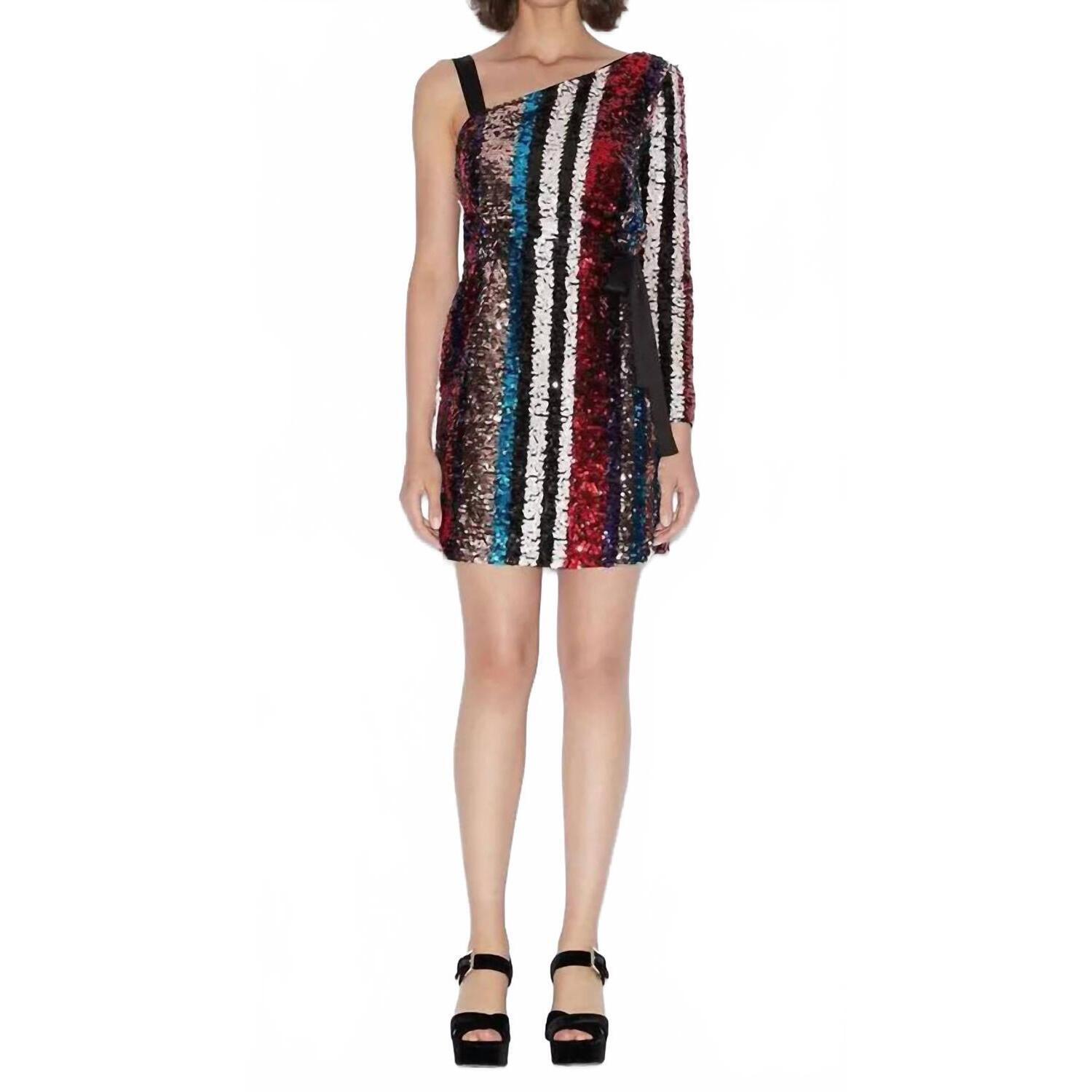 New Armani Exchange Sequin One Shoulder Mini Dress In Red